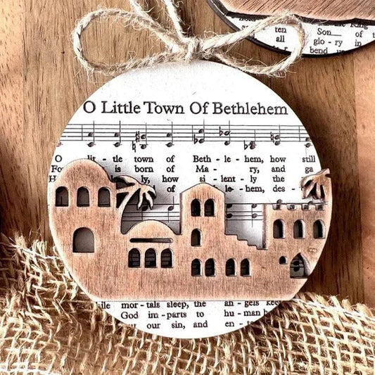 Nativity Music Sheet Ornaments - Handcrafted Holiday Decor