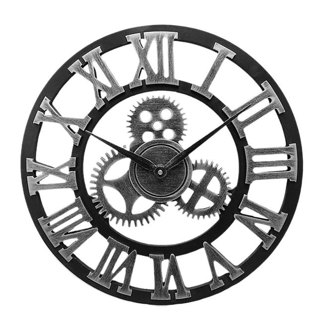 Industrial Style Wall Clock with Exposed Gears