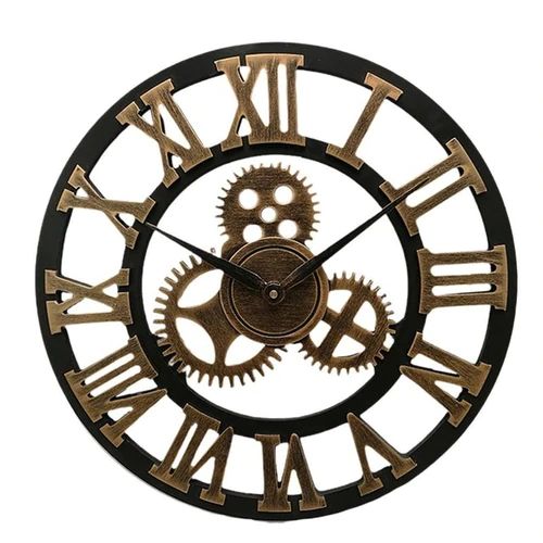 Industrial Style Wall Clock with Exposed Gears