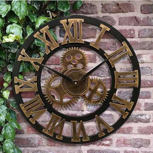 Industrial Style Wall Clock with Exposed Gears