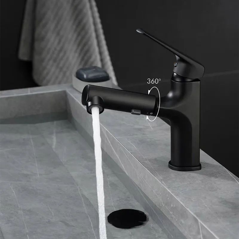 Pull-Out Single-Handle Bathtub Faucet with Swiveling Spout