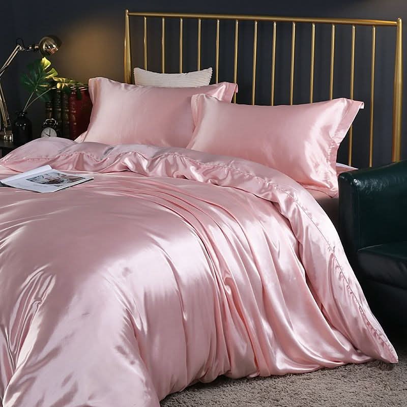 Silk Satin 4-Piece Bedding Set with Duvet Cover and Pillowcases