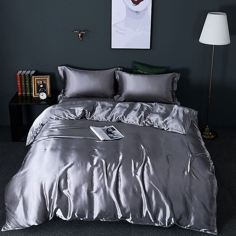 Silk Satin Duvet Cover Set with Pillowcases and Bed Sheet