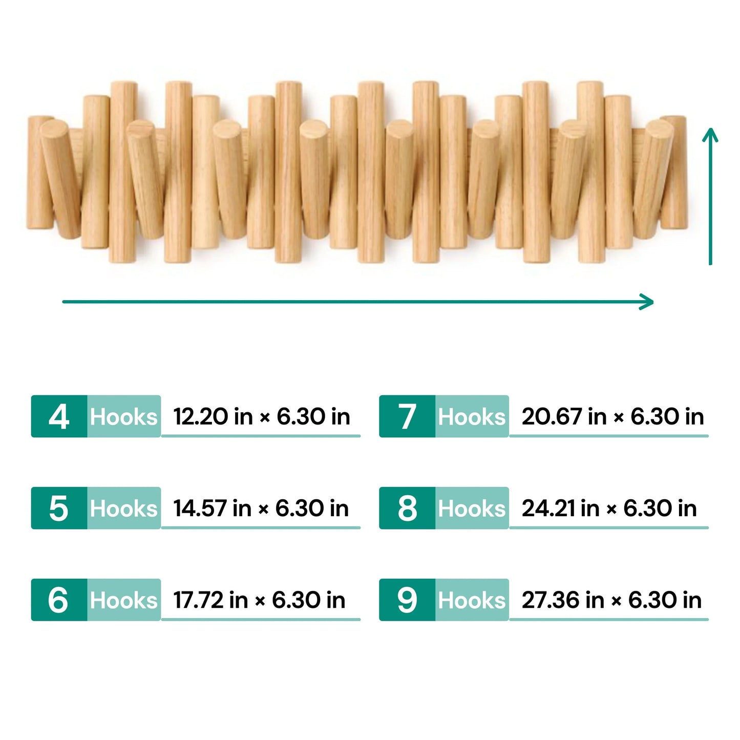 Wall-Mounted Beech Wood Coat Rack with Fold-Down Hooks