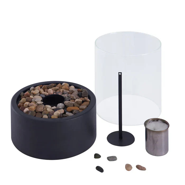 Portable Modern Table Fire Lantern - GlowLuxe Steel & Glass