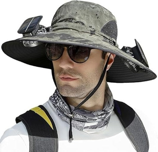 Cooling Sun Hat with Dual Fans and Adjustable Fit for Men