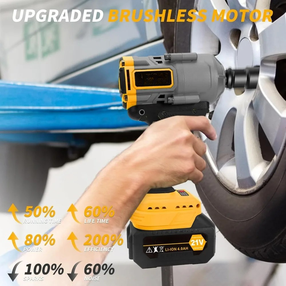 Cordless High Torque Brushless Impact Wrench with LED Light