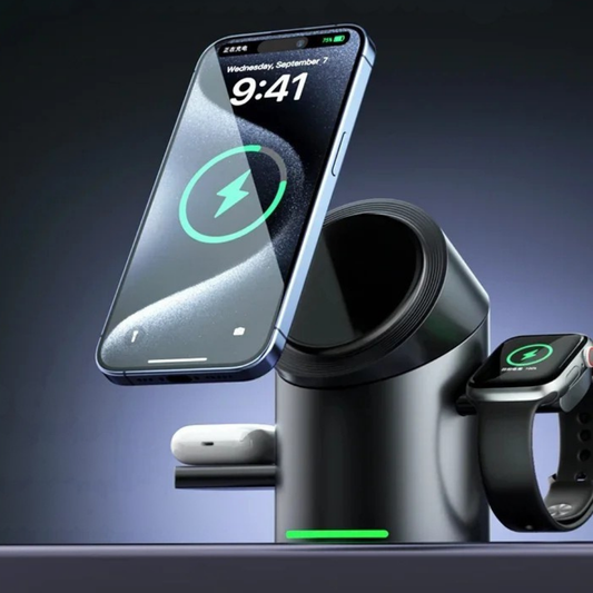 3 in 1 Magnetic Wireless Charger Stand for Phone, Watch, and Earbuds