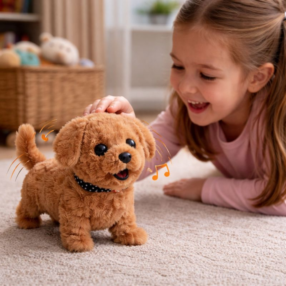 Interactive Plush Robot Dog Toy with Walking and Barking Sounds
