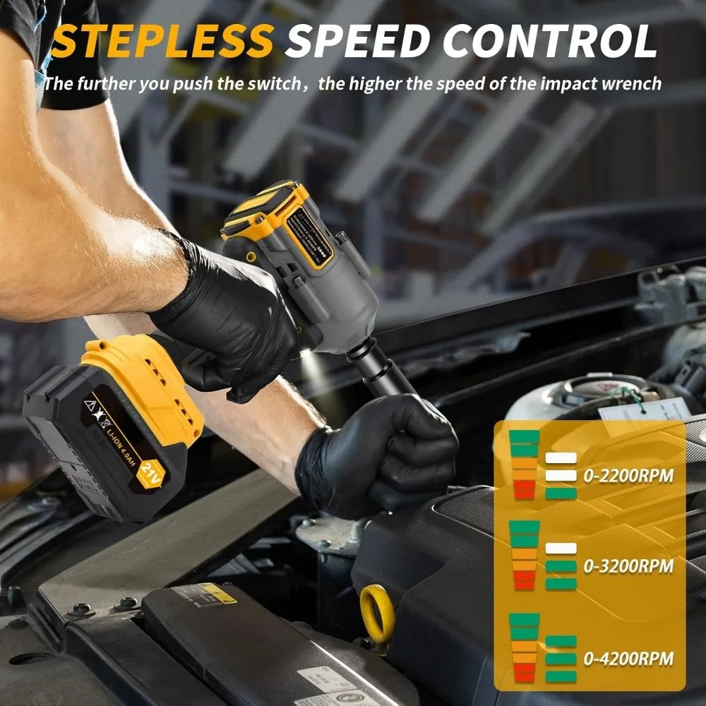 Cordless High Torque Brushless Impact Wrench with LED Light