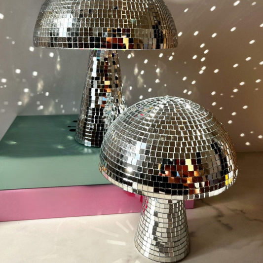 Metallic Mushroom Disco Table Lamp with Reflective Tiles