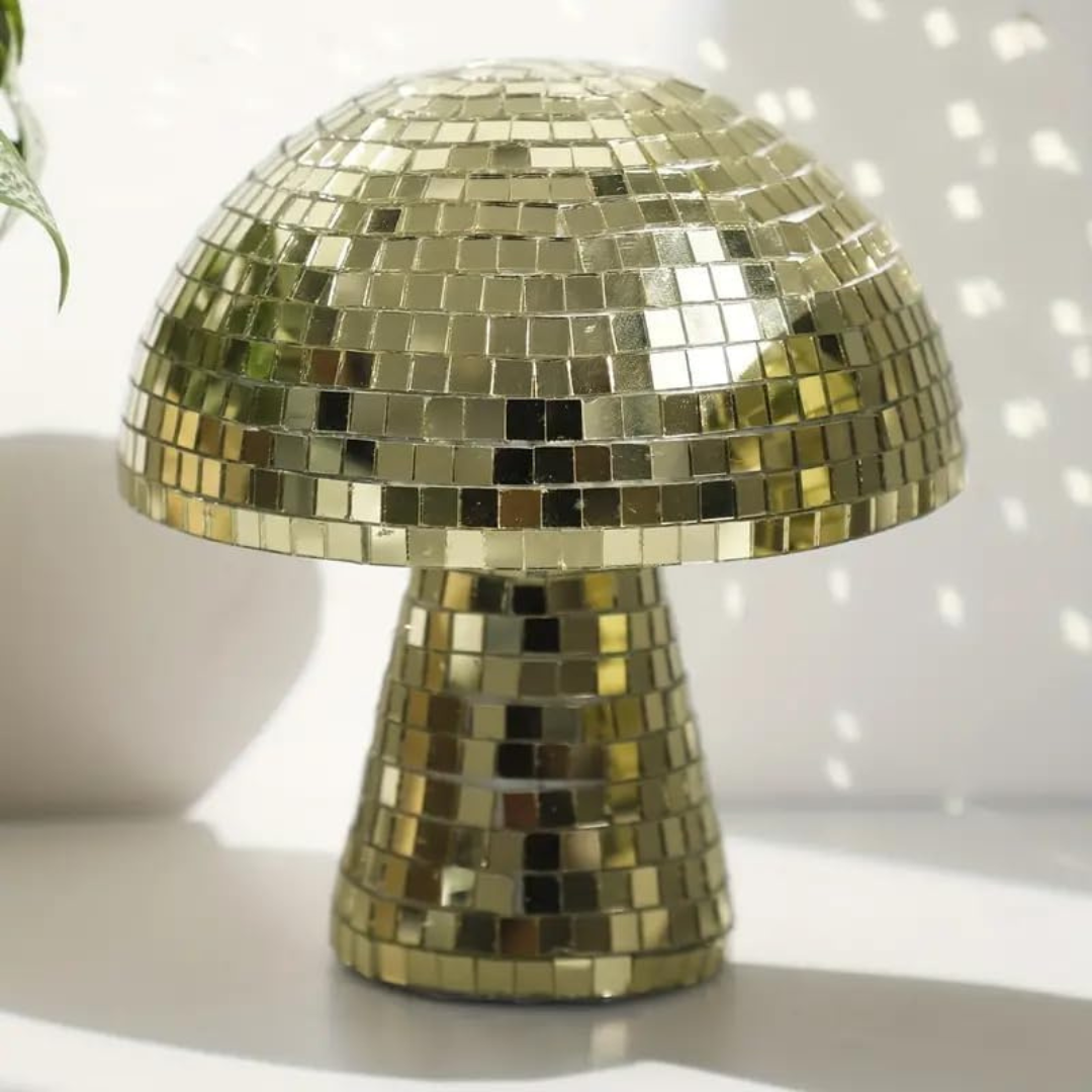 Metallic Mushroom Disco Table Lamp with Reflective Tiles