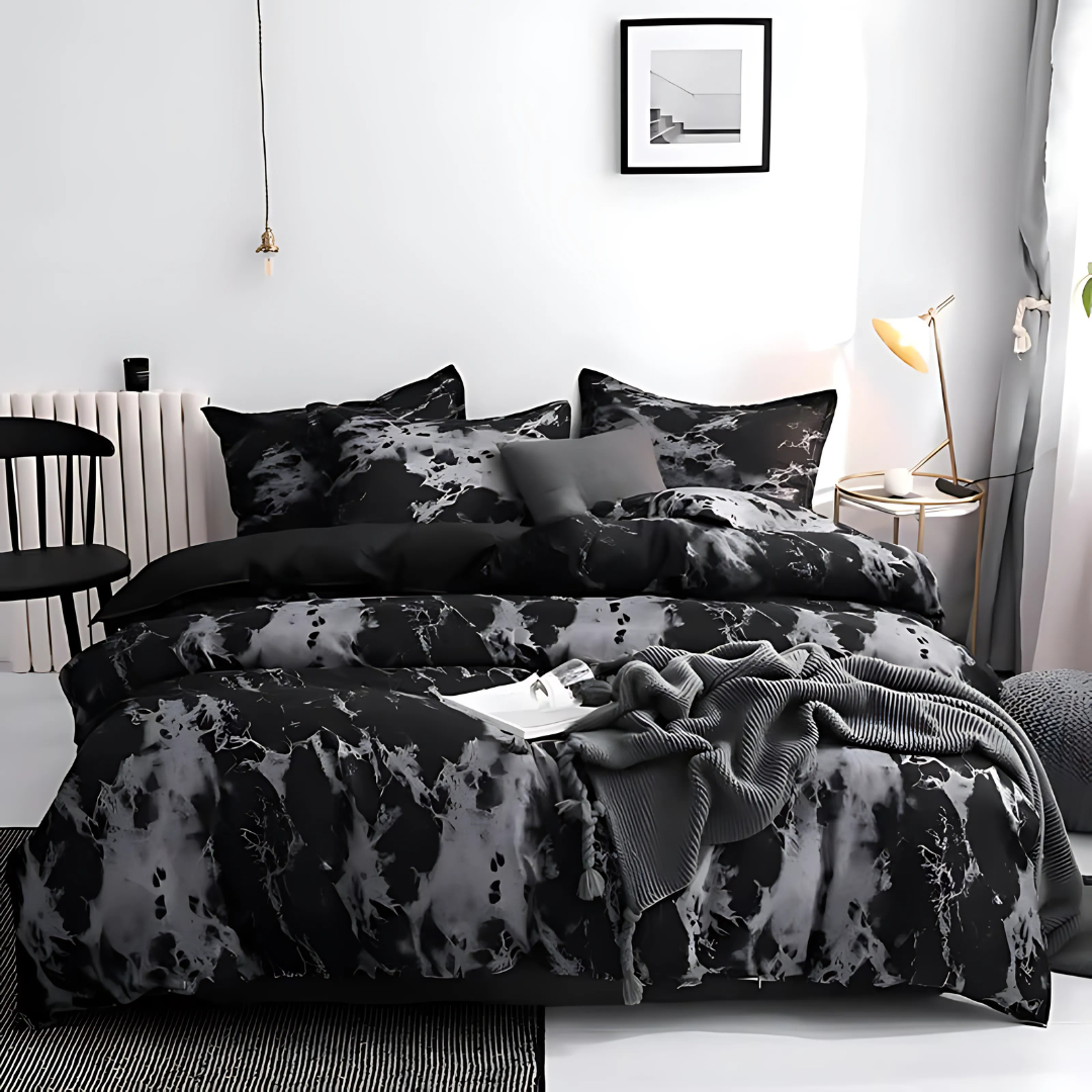 Marble Duvet Cover Set with Pillowcases - Soft Microfiber Bedding