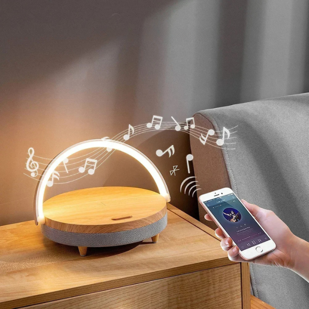 Modern Table Lamp with Wireless Charger and Bluetooth Speaker