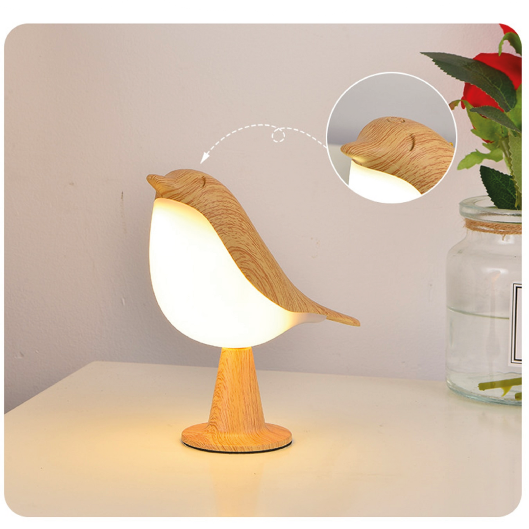 Wooden Bird Table Lamp with LED Light