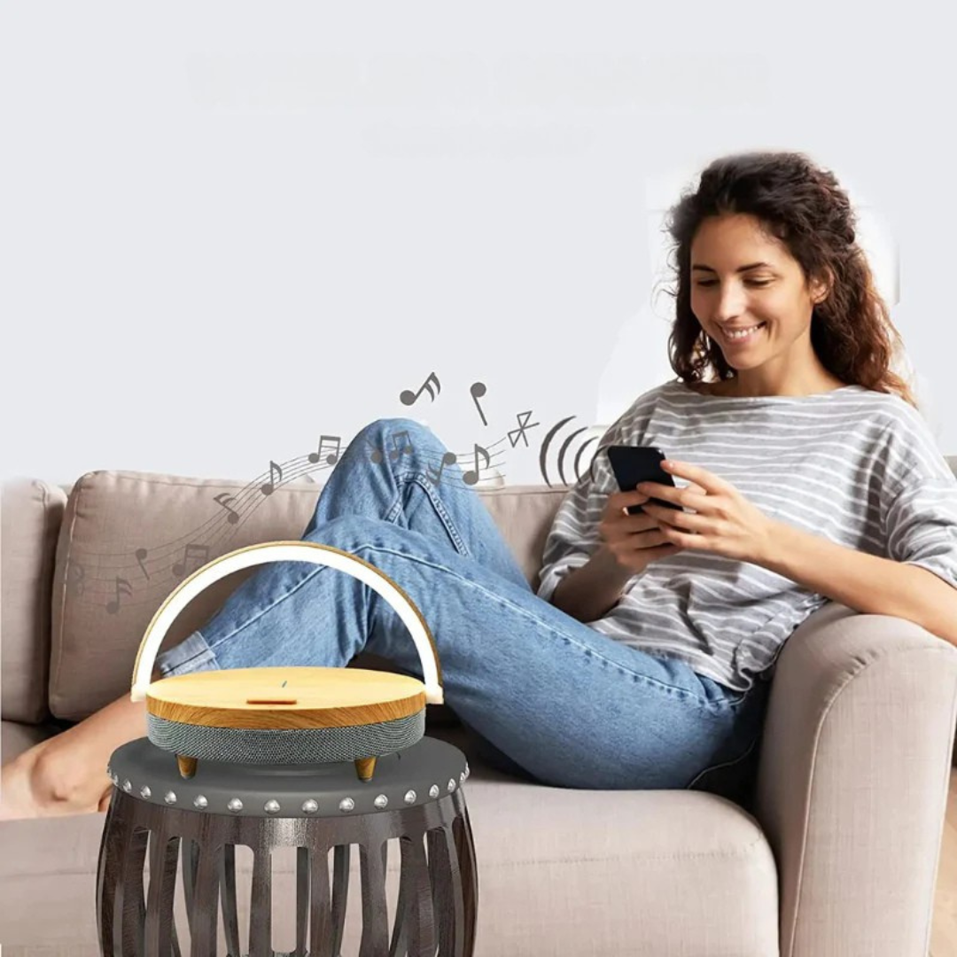 Modern Table Lamp with Wireless Charger and Bluetooth Speaker