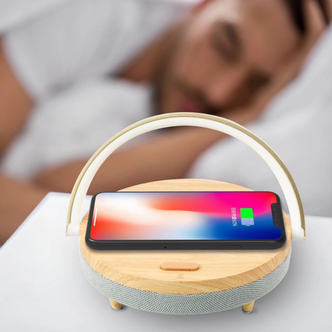 Modern Table Lamp with Wireless Charger and Bluetooth Speaker