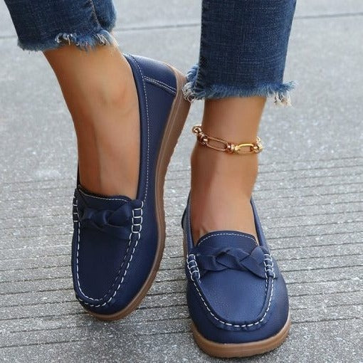 Women's Soft Leather Slip-On Loafers with Cushioned Insole