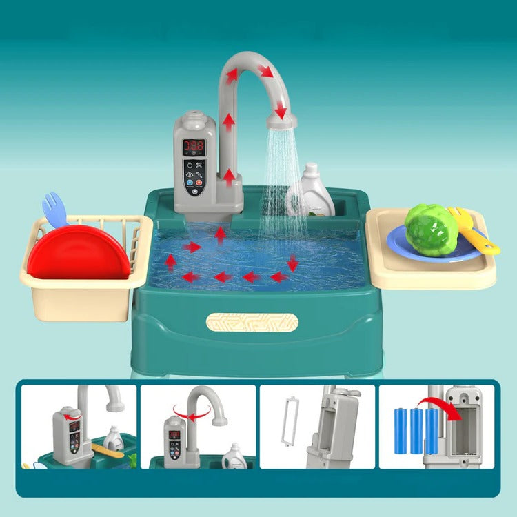 Children's Play Kitchen with Interactive Water Tap