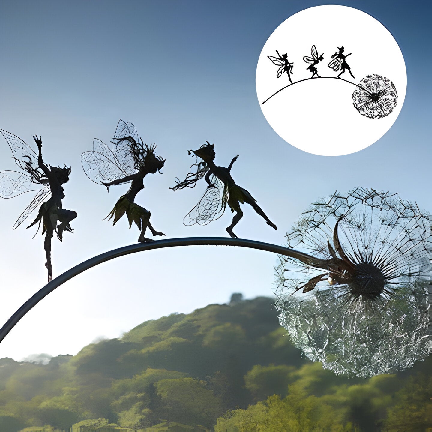 Laser-Cut Steel Fairy Garden Sculpture - Weather-Resistant Outdoor Decor