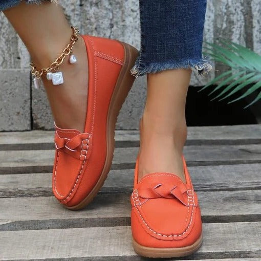 Women's Soft Leather Slip-On Loafers with Cushioned Insole
