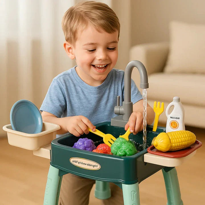 Children's Play Kitchen with Interactive Water Tap