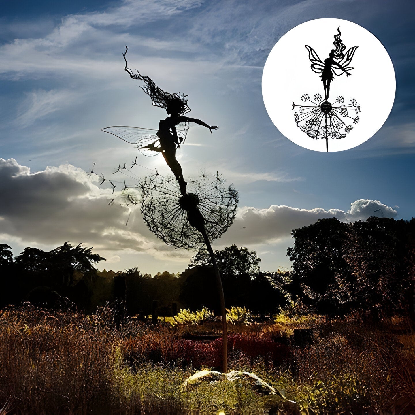Laser-Cut Steel Fairy Garden Sculpture - Weather-Resistant Outdoor Decor