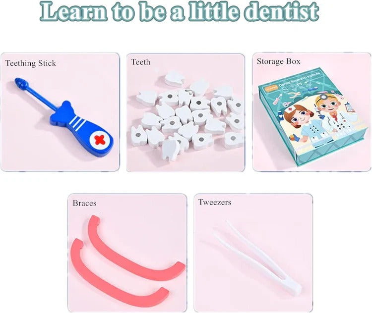 Children's Dentist Role-Play Kit with Pretend Dental Tools in Pink and Blue