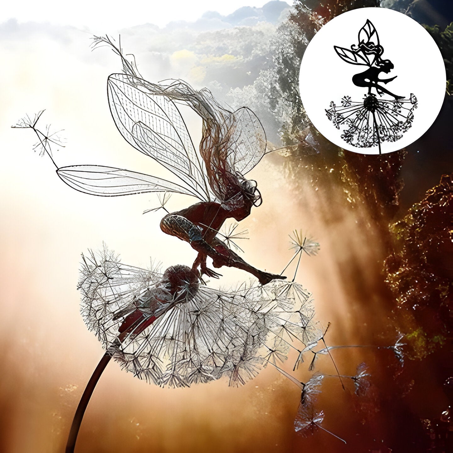 Laser-Cut Steel Fairy Garden Sculpture - Weather-Resistant Outdoor Decor