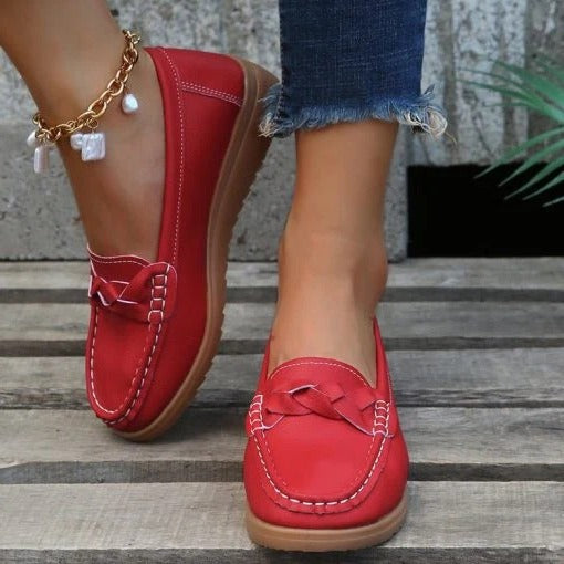 Women's Soft Leather Slip-On Loafers with Cushioned Insole