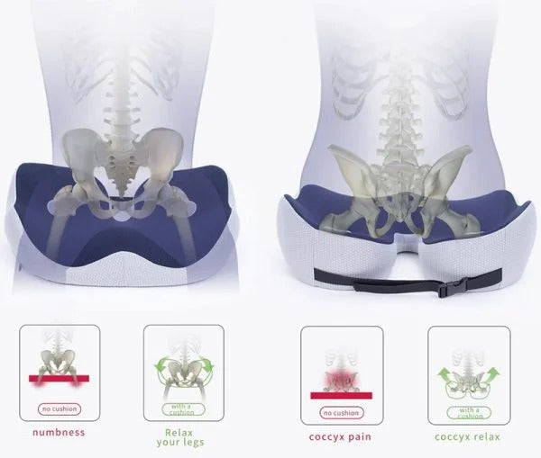 Ergonomic Adjustable Memory Foam Seat Cushion for Pressure Relief