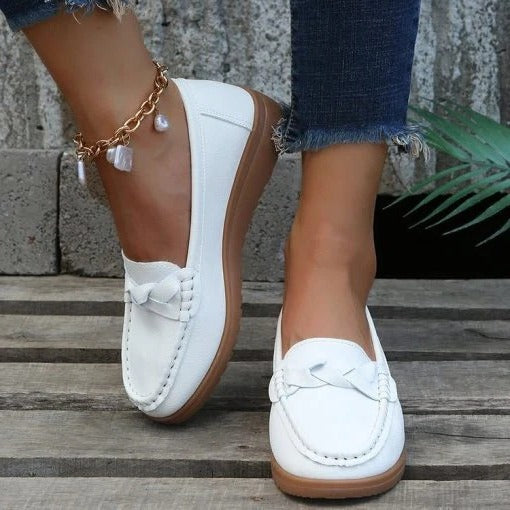 Women's Soft Leather Slip-On Loafers with Cushioned Insole