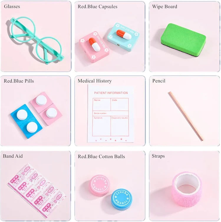 Children's Dentist Role-Play Kit with Pretend Dental Tools in Pink and Blue