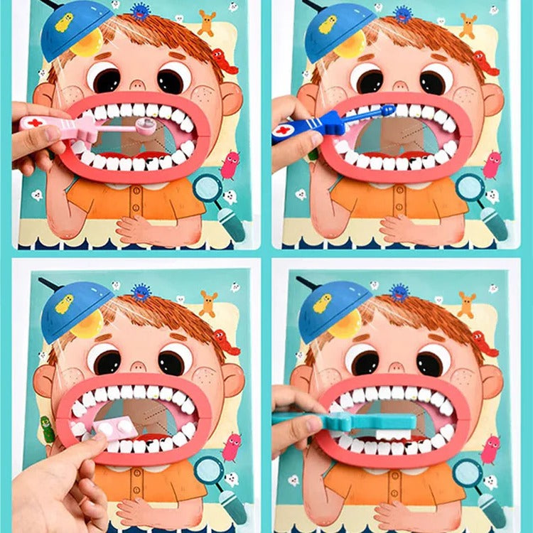 Children's Dentist Role-Play Kit with Pretend Dental Tools in Pink and Blue