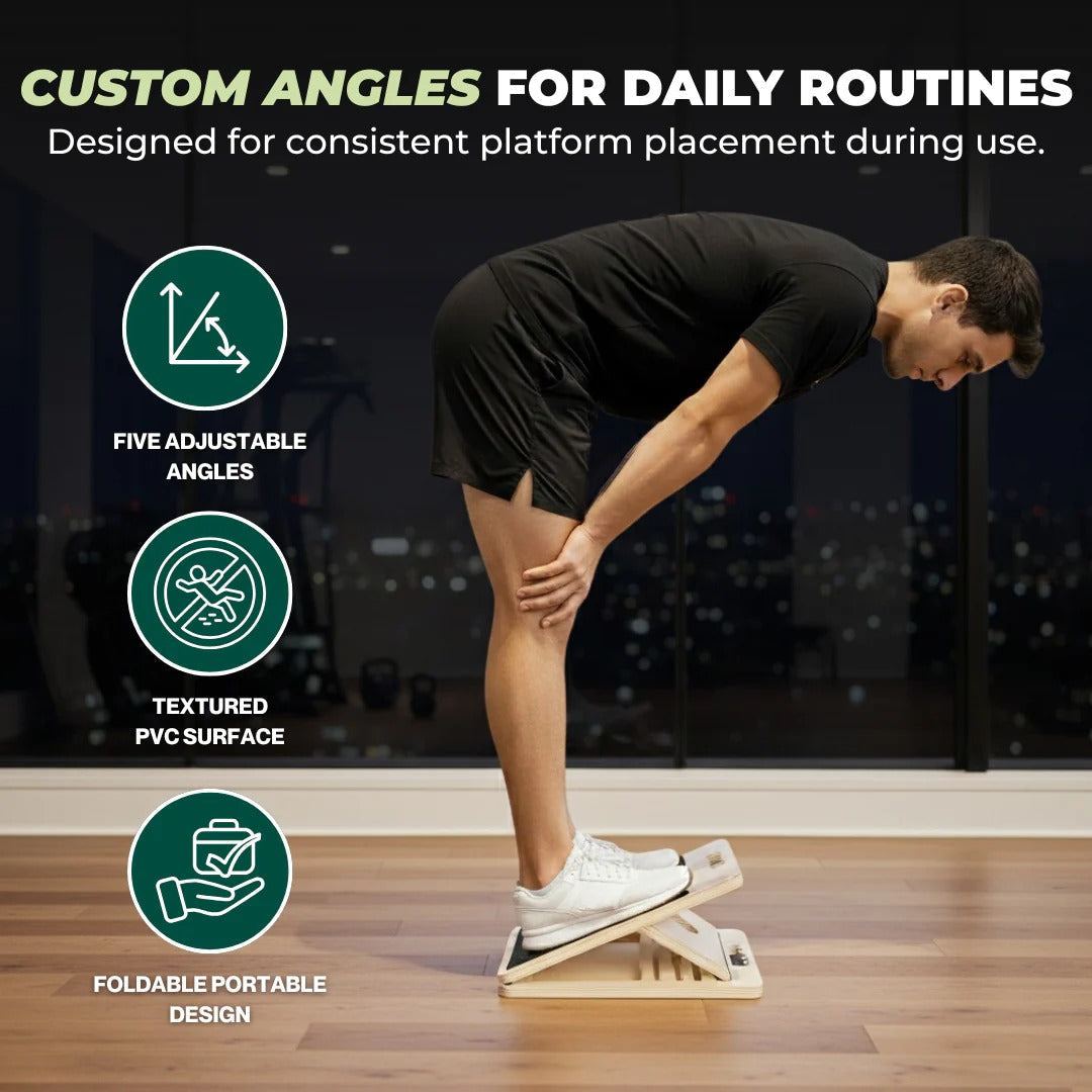 Adjustable Multi-Angle Wooden Slant Board for Stretching and Rehabilitation