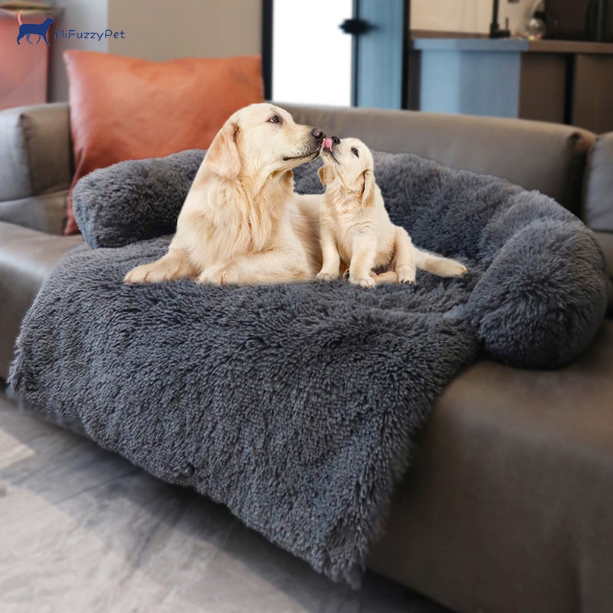 Plush Rectangular Dog Bed with Raised Edge for Comfort