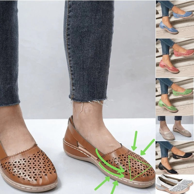 Comfortable PU Leather Flats for Bunions with Concealed Heel