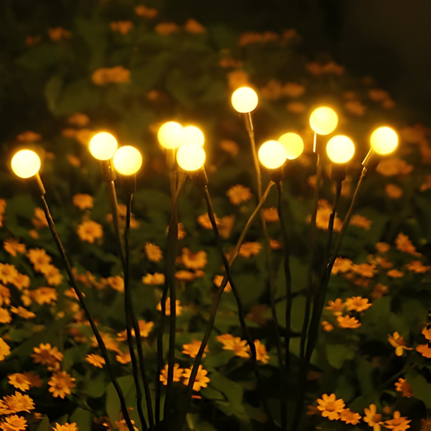 Solar-Powered Firefly Garden Lights with Flexible Motion