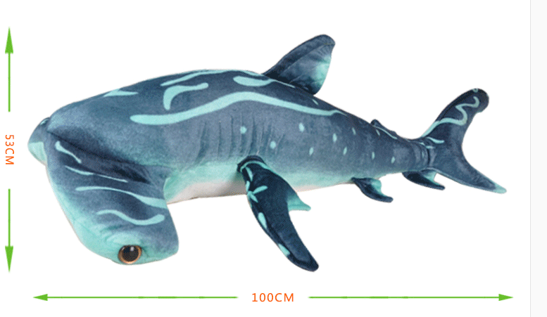 Large Plush Blue Hammerhead Shark Stuffed Toy