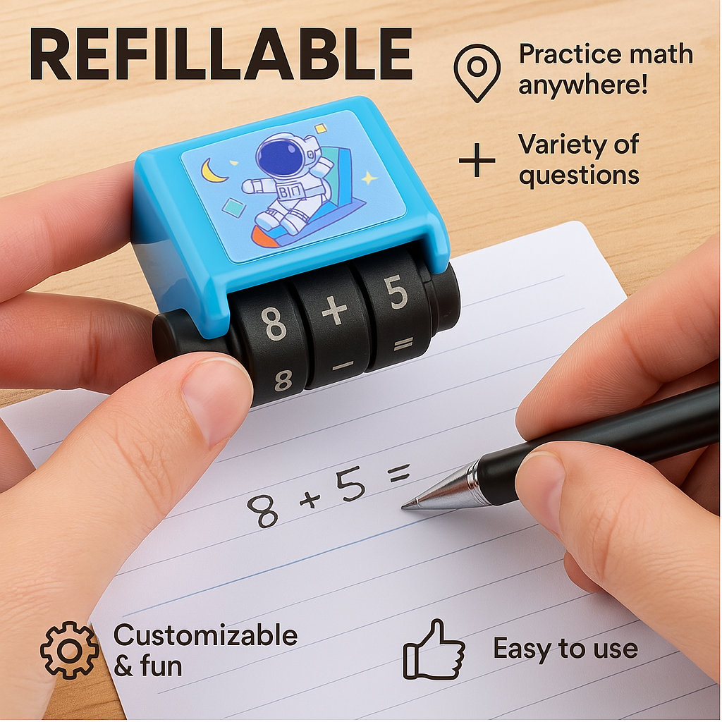 Math Practice Roller Toy for Kids - Durable Rubber Learning Tool