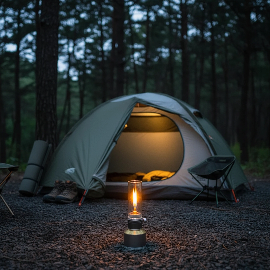 Portable Aluminum Butane Camping Lantern with Adjustable Flame
