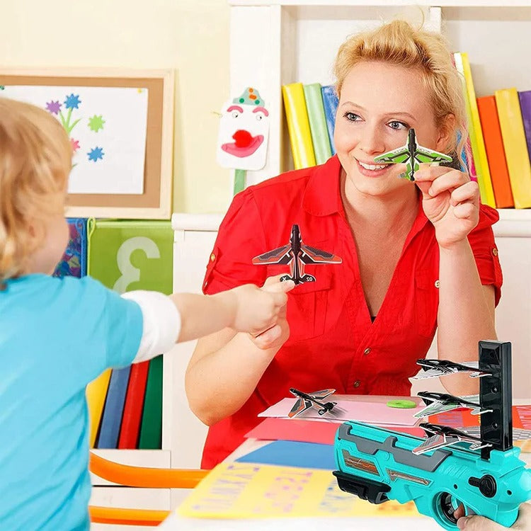 Manual Aircraft Launcher Toy with Lightweight Glider for Indoor and Outdoor Play