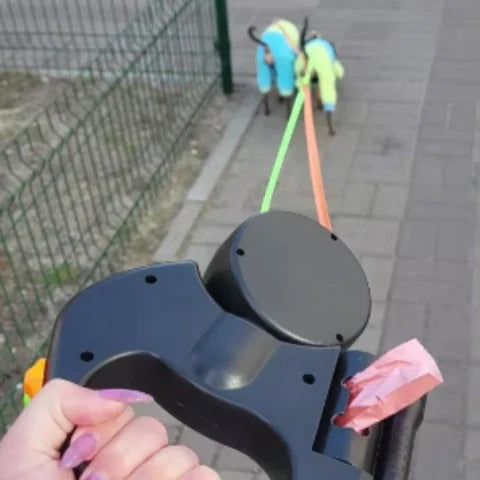 Tangle-Free Dual Dog Leash with LED Light and 360° Swivel
