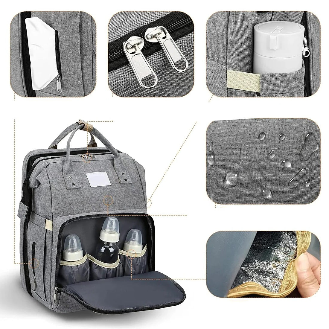 Multi-Compartment Baby Essentials Backpack with USB Port