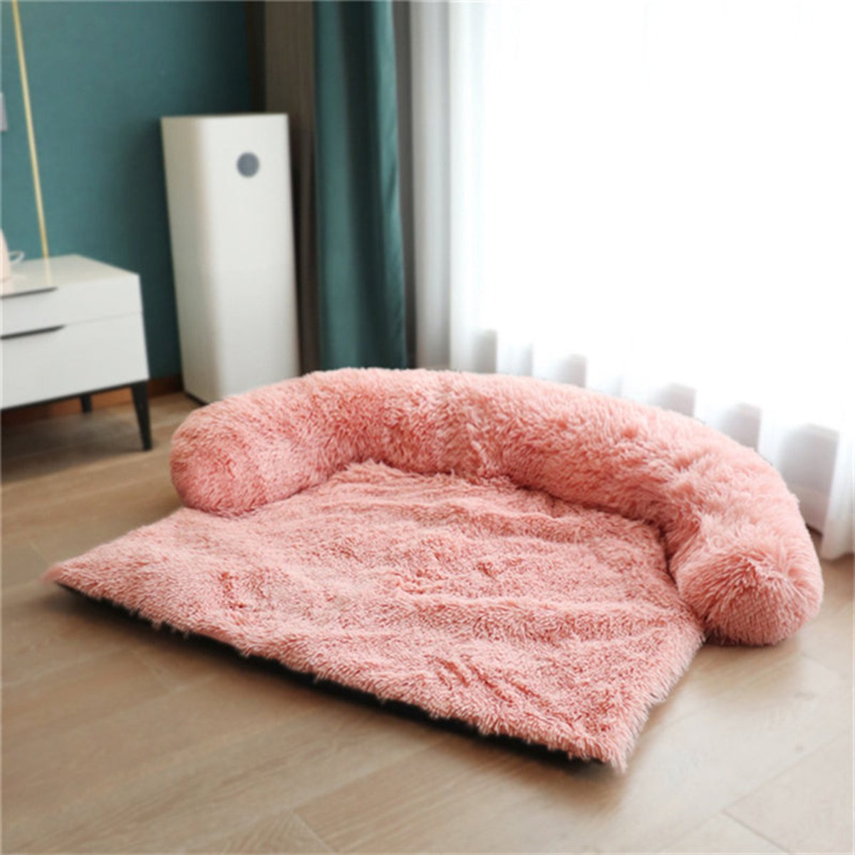Plush Rectangular Dog Bed with Raised Edge for Comfort
