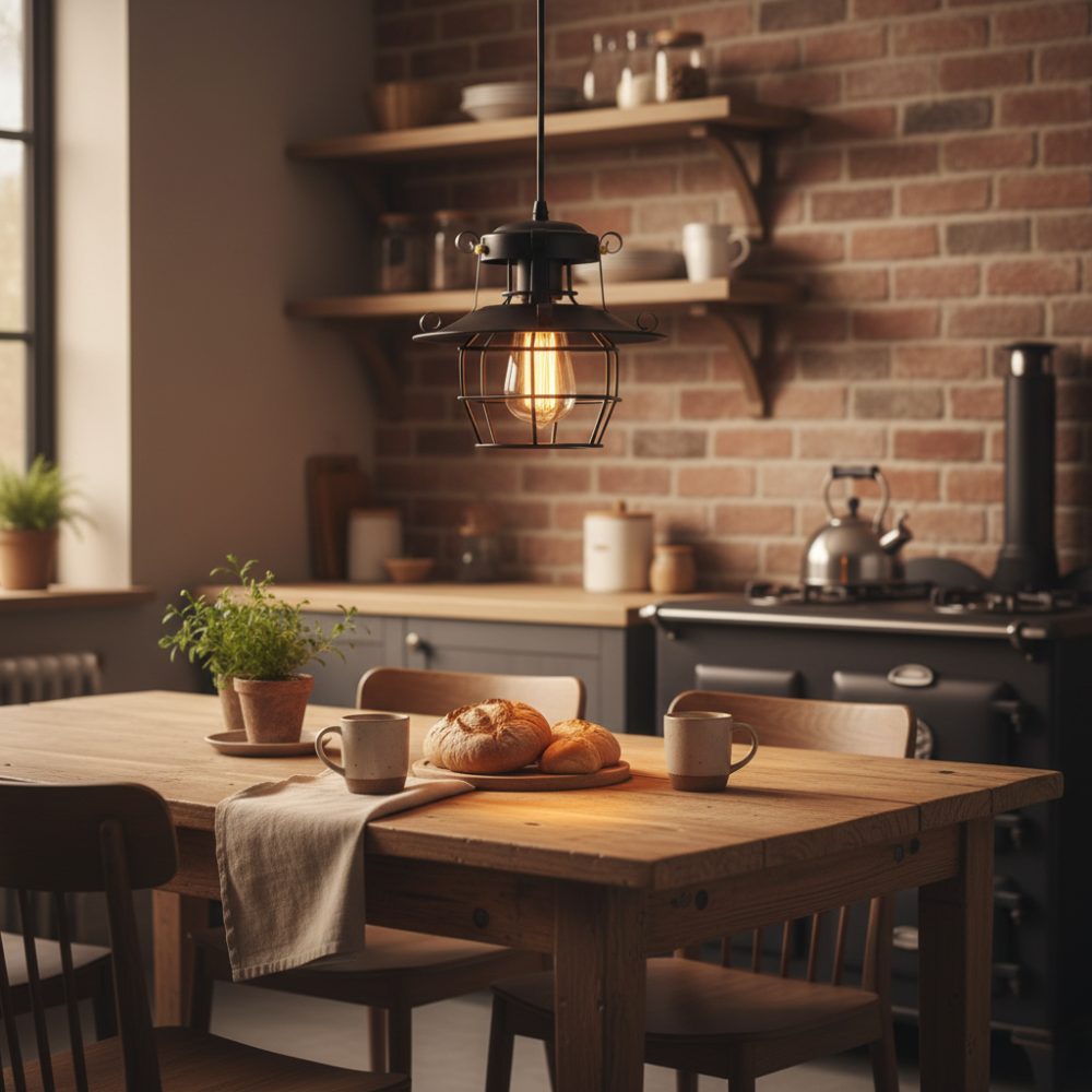 Industrial Metal Cage Pendant Lamp with Adjustable Cable
