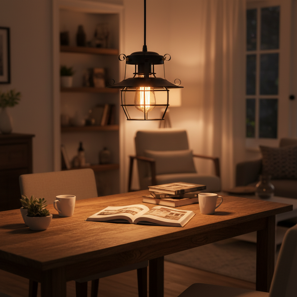Industrial Metal Cage Pendant Lamp with Adjustable Cable