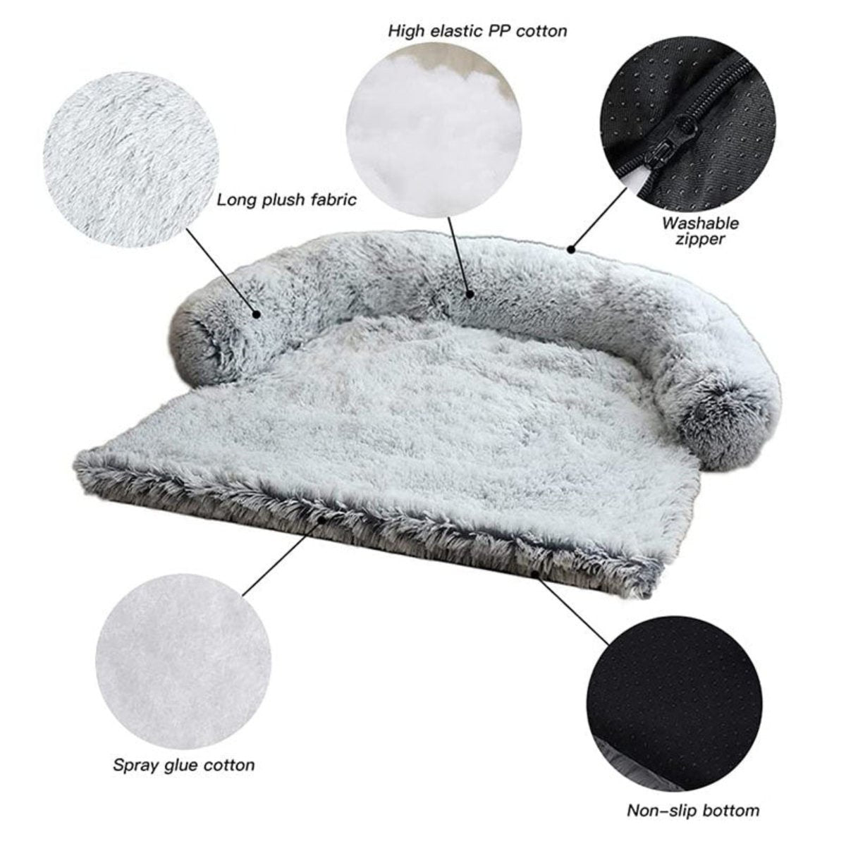 Plush Rectangular Dog Bed with Raised Edge for Comfort