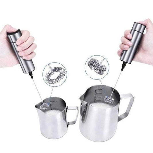 Portable Stainless Steel Milk Frother with Double Whisks