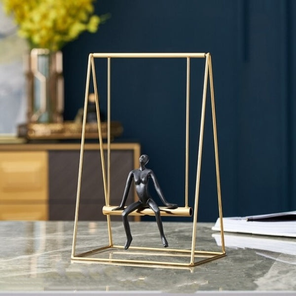 Modern Black and Gold Thinker Decorative Figurine